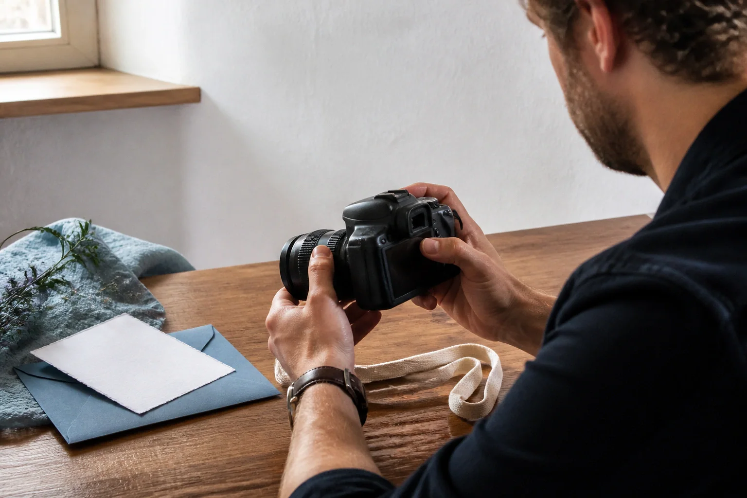 Appareil photo et accessoires de reportage de mariage — illustration générée par IA