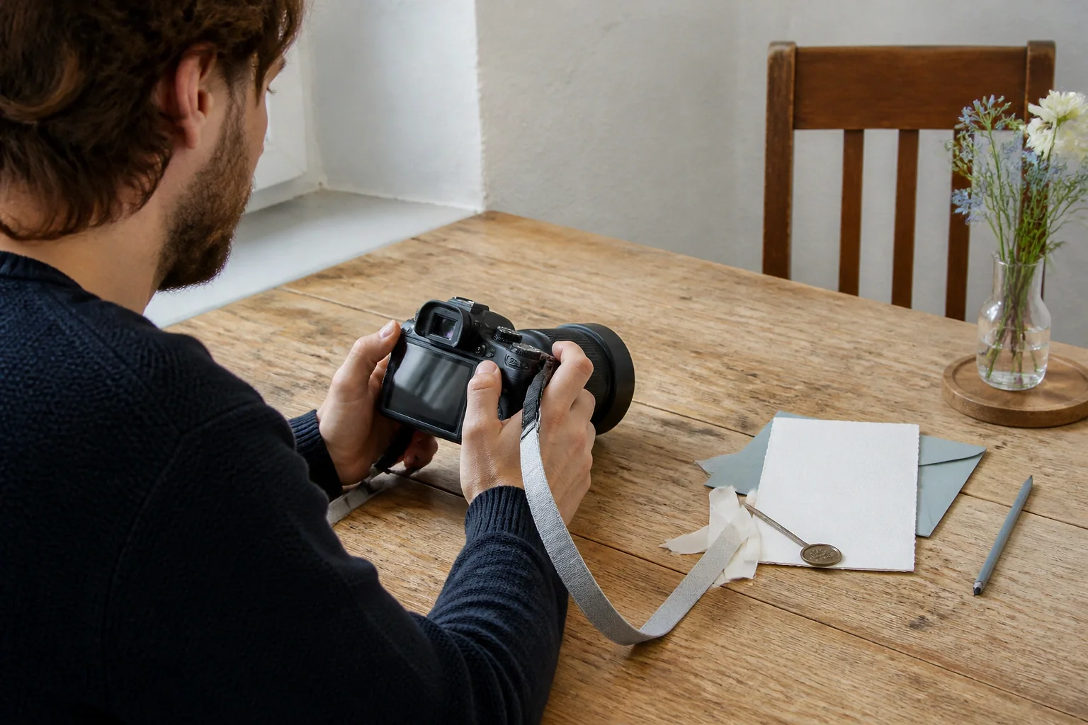 Appareil photo et accessoires de reportage de mariage — illustration générée par IA