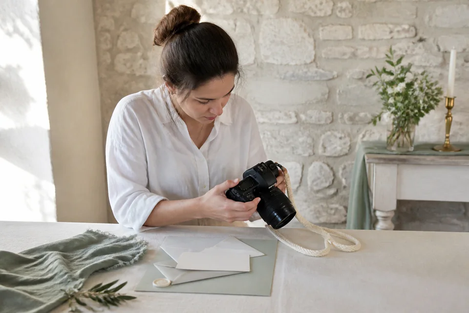 Appareil photo et accessoires de reportage de mariage — illustration générée par IA