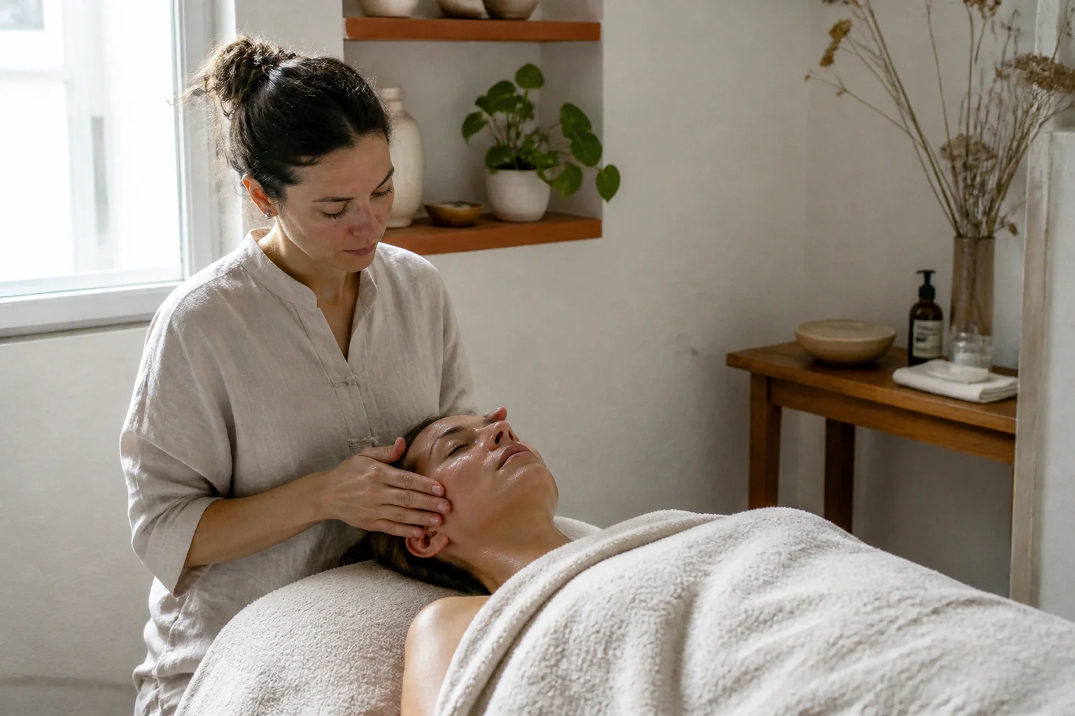 Préparation de soins esthétiques avant un mariage — illustration générée par IA