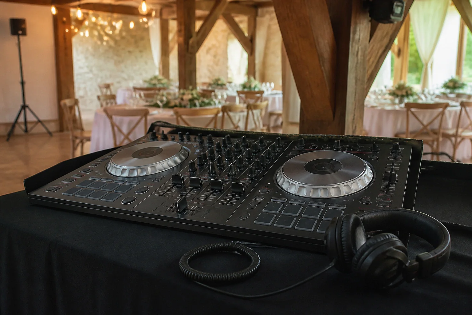 Préparation musicale d’une soirée de mariage — illustration générée par IA