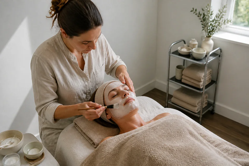 Préparation de soins esthétiques avant un mariage — illustration générée par IA