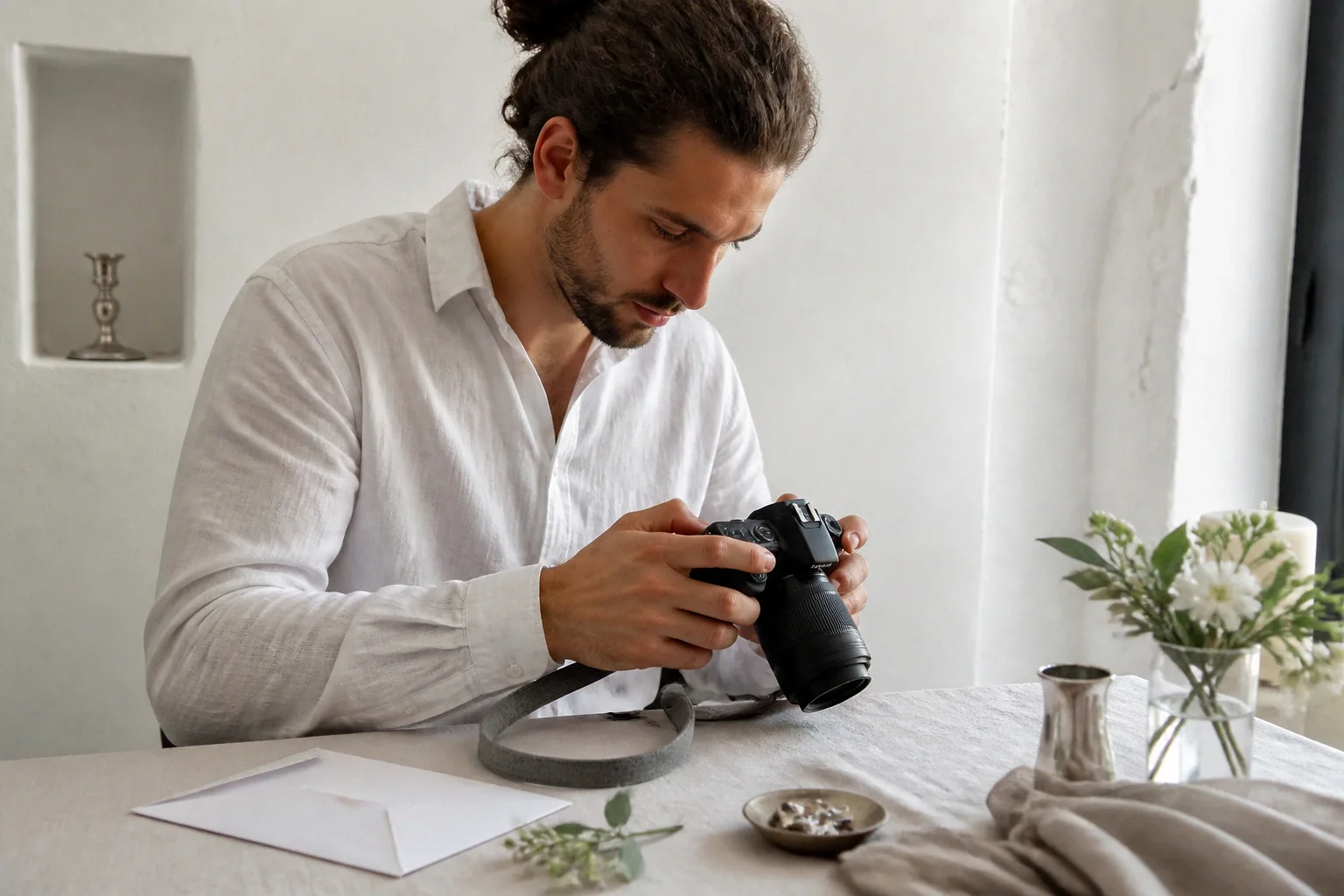 Appareil photo et accessoires de reportage de mariage — illustration générée par IA
