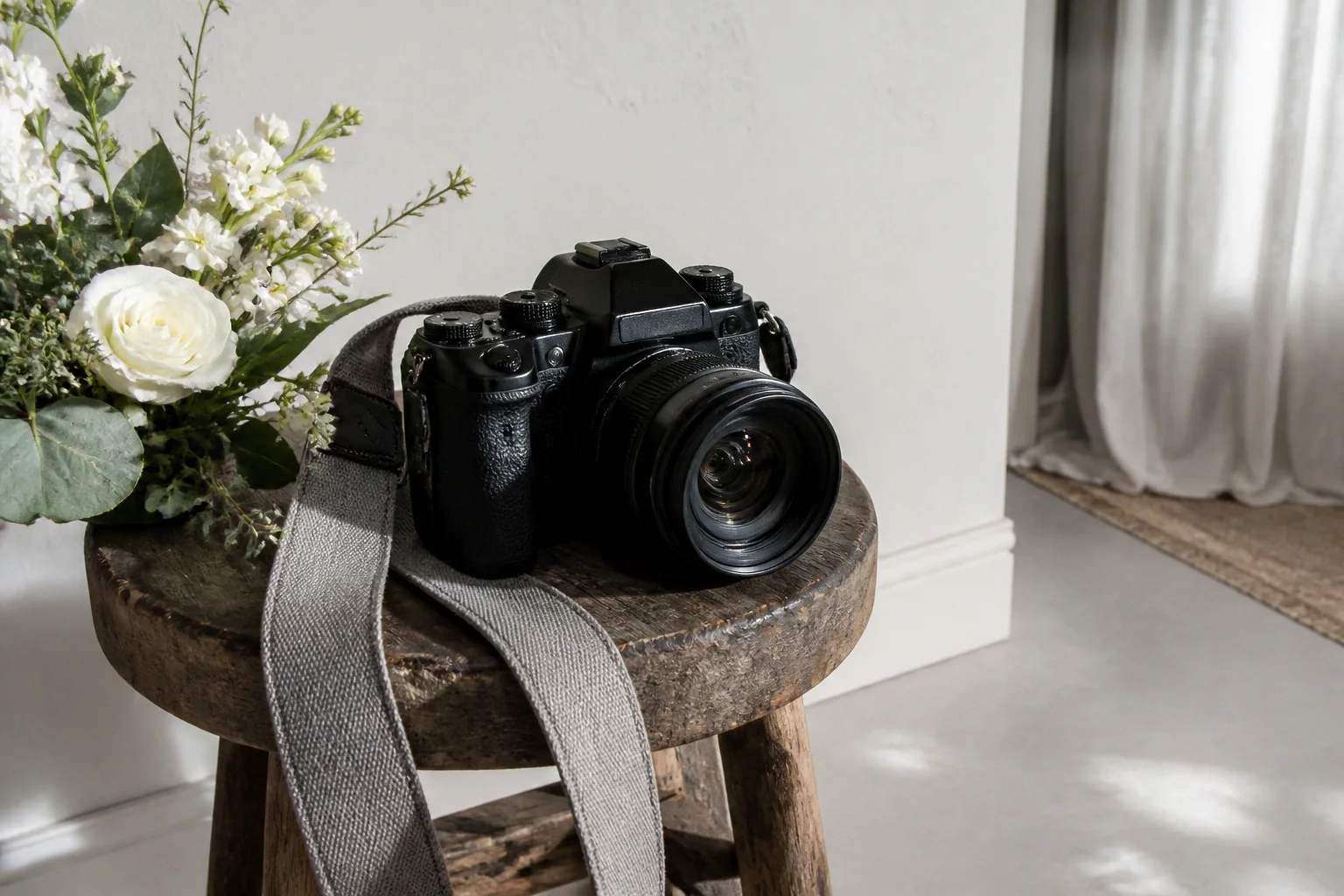 Appareil photo et accessoires de reportage de mariage — illustration générée par IA