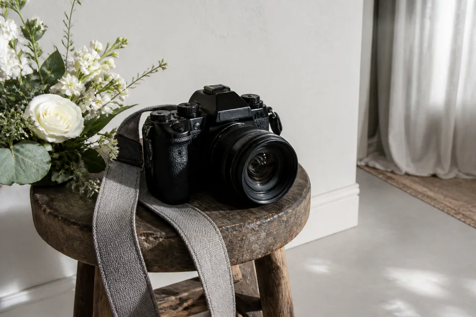 Appareil photo et accessoires de reportage de mariage — illustration générée par IA