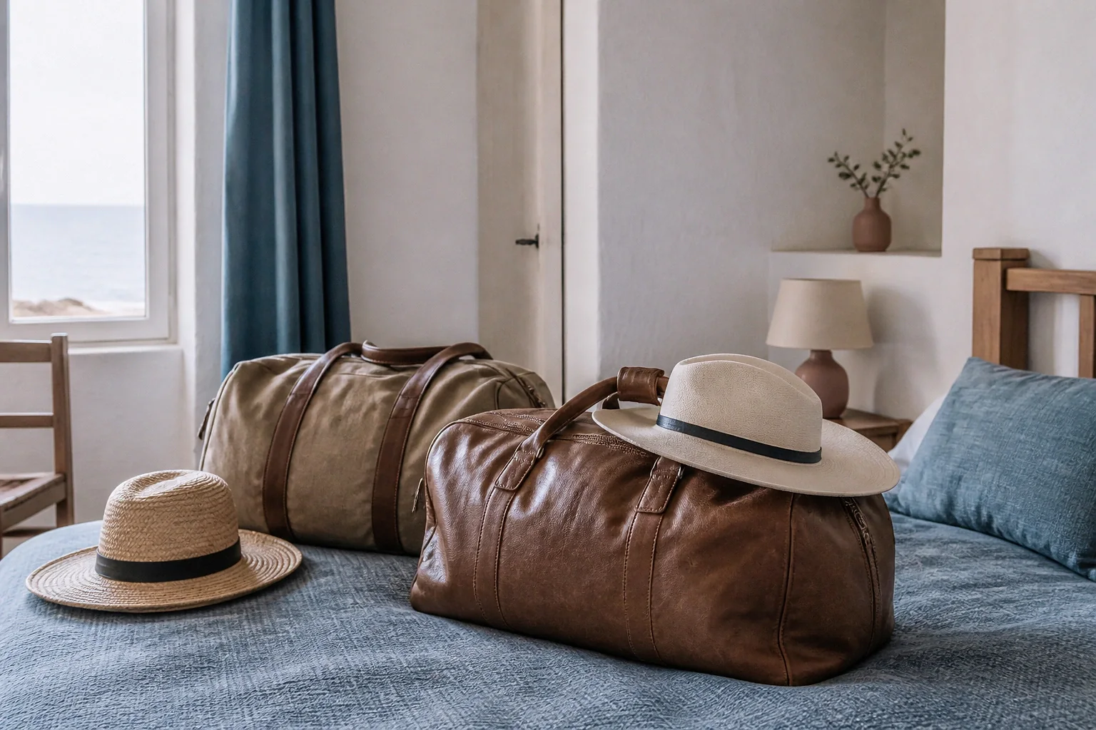 Bagages et hébergement pour un voyage de noces — illustration générée par IA