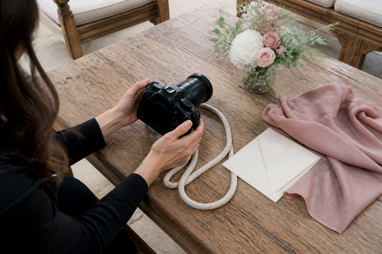 Appareil photo et accessoires de reportage de mariage — illustration générée par IA
