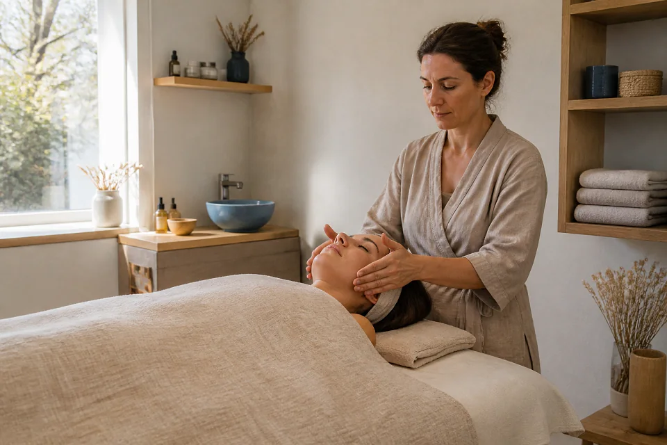 Préparation de soins esthétiques avant un mariage — illustration générée par IA