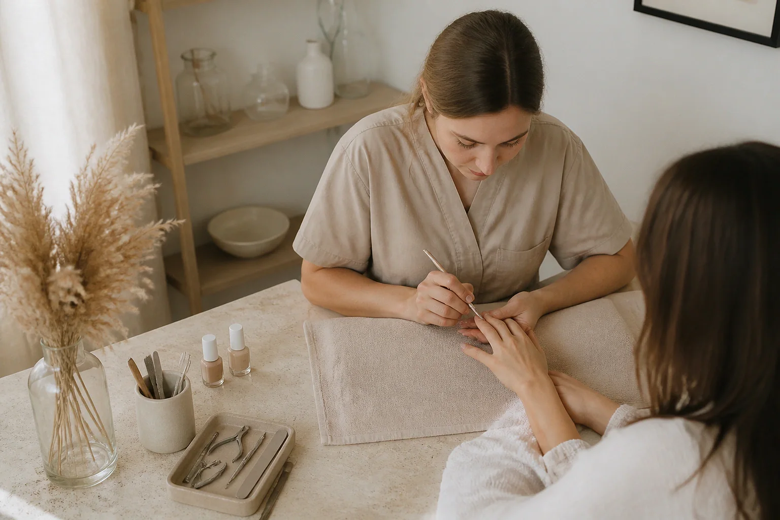 Préparation de soins esthétiques avant un mariage — illustration générée par IA