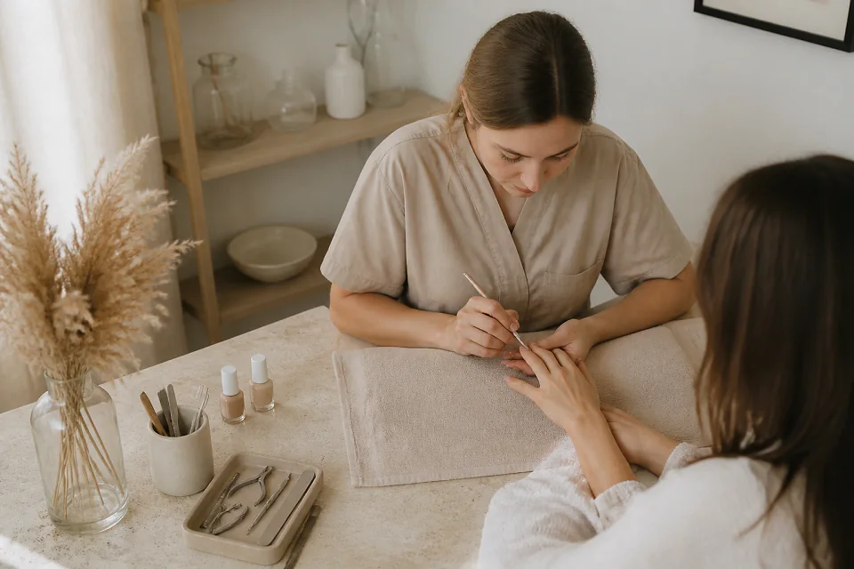 Préparation de soins esthétiques avant un mariage — illustration générée par IA