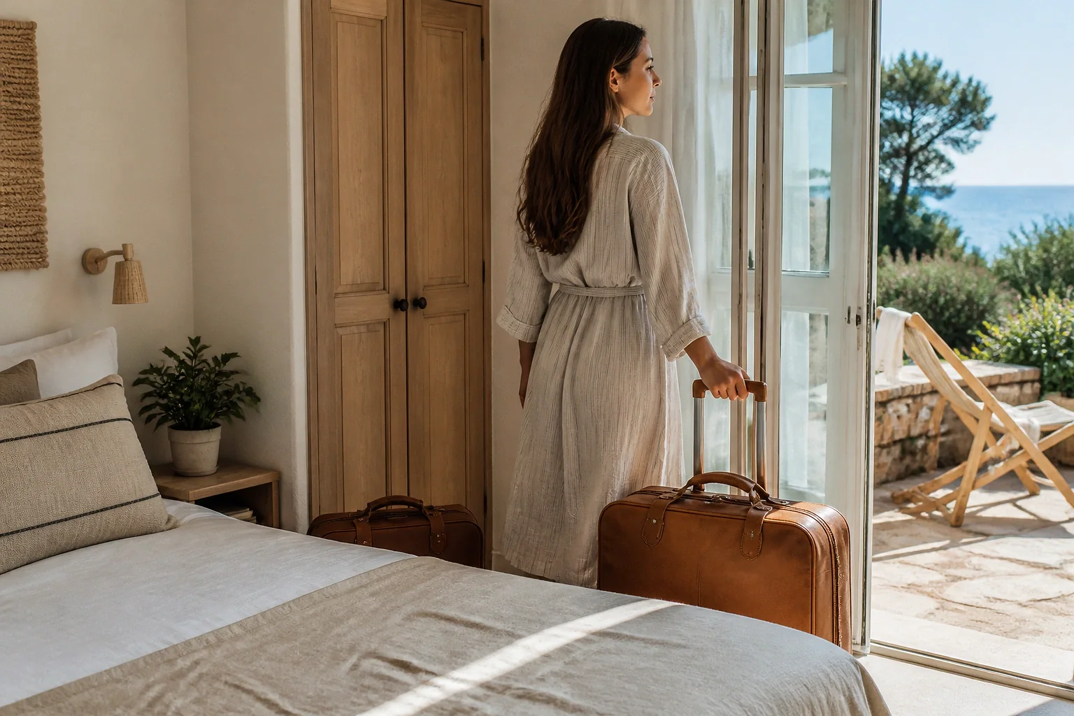 Bagages et hébergement pour un voyage de noces — illustration générée par IA