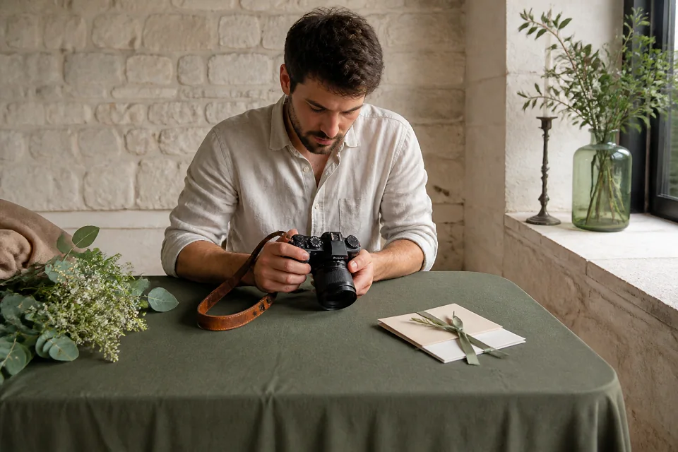 Appareil photo et accessoires de reportage de mariage — illustration générée par IA
