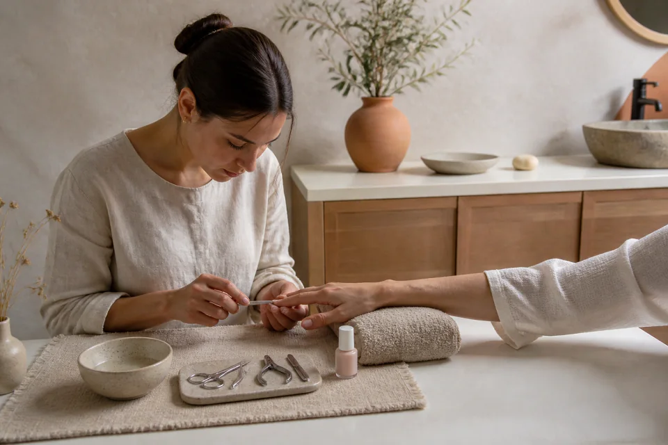 Préparation de soins esthétiques avant un mariage — illustration générée par IA