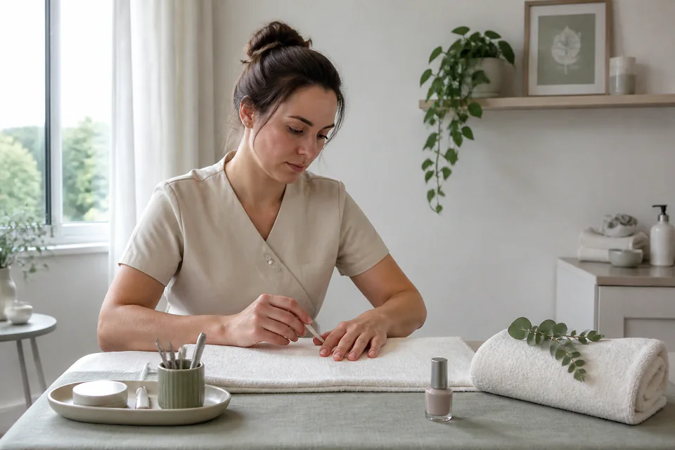 Préparation de soins esthétiques avant un mariage — illustration générée par IA