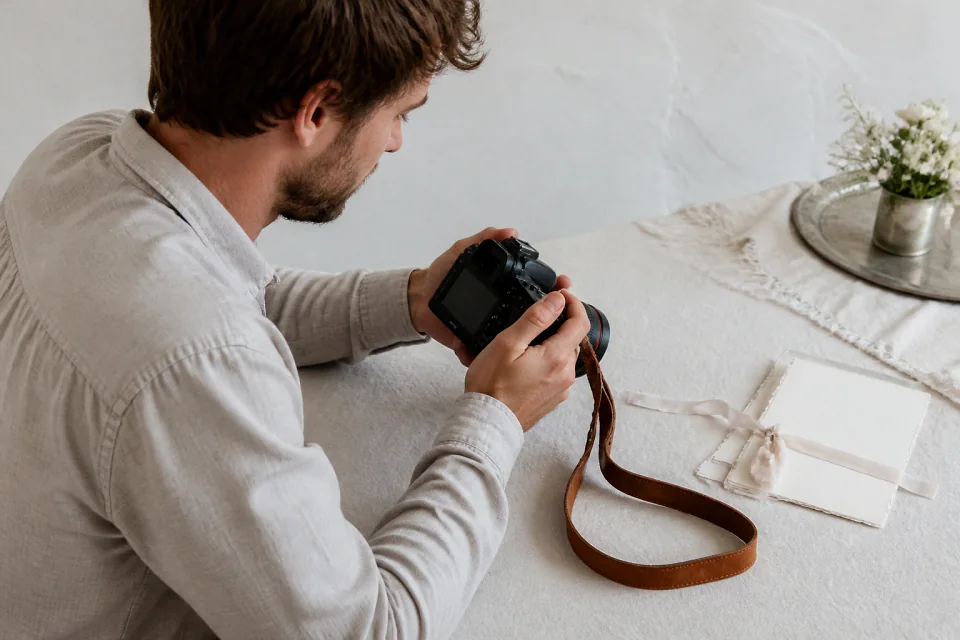 Appareil photo et accessoires de reportage de mariage — illustration générée par IA