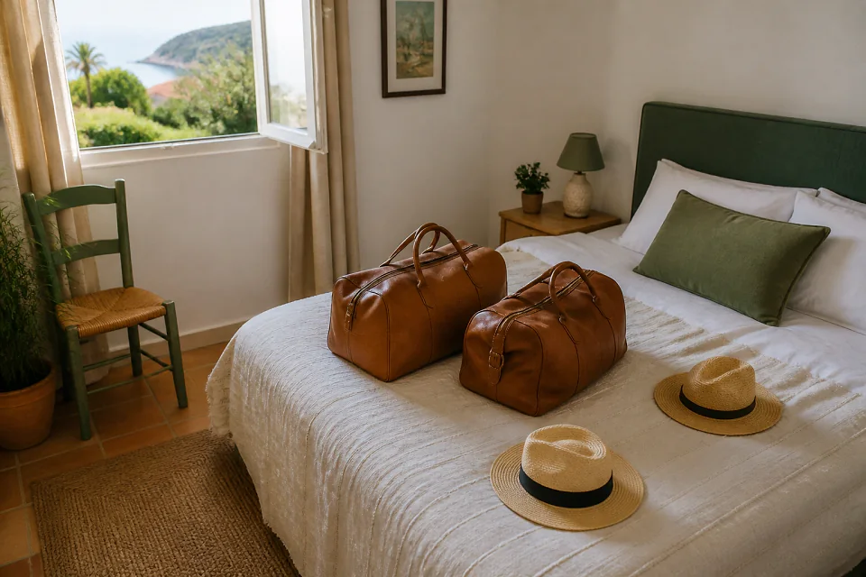 Bagages et hébergement pour un voyage de noces — illustration générée par IA