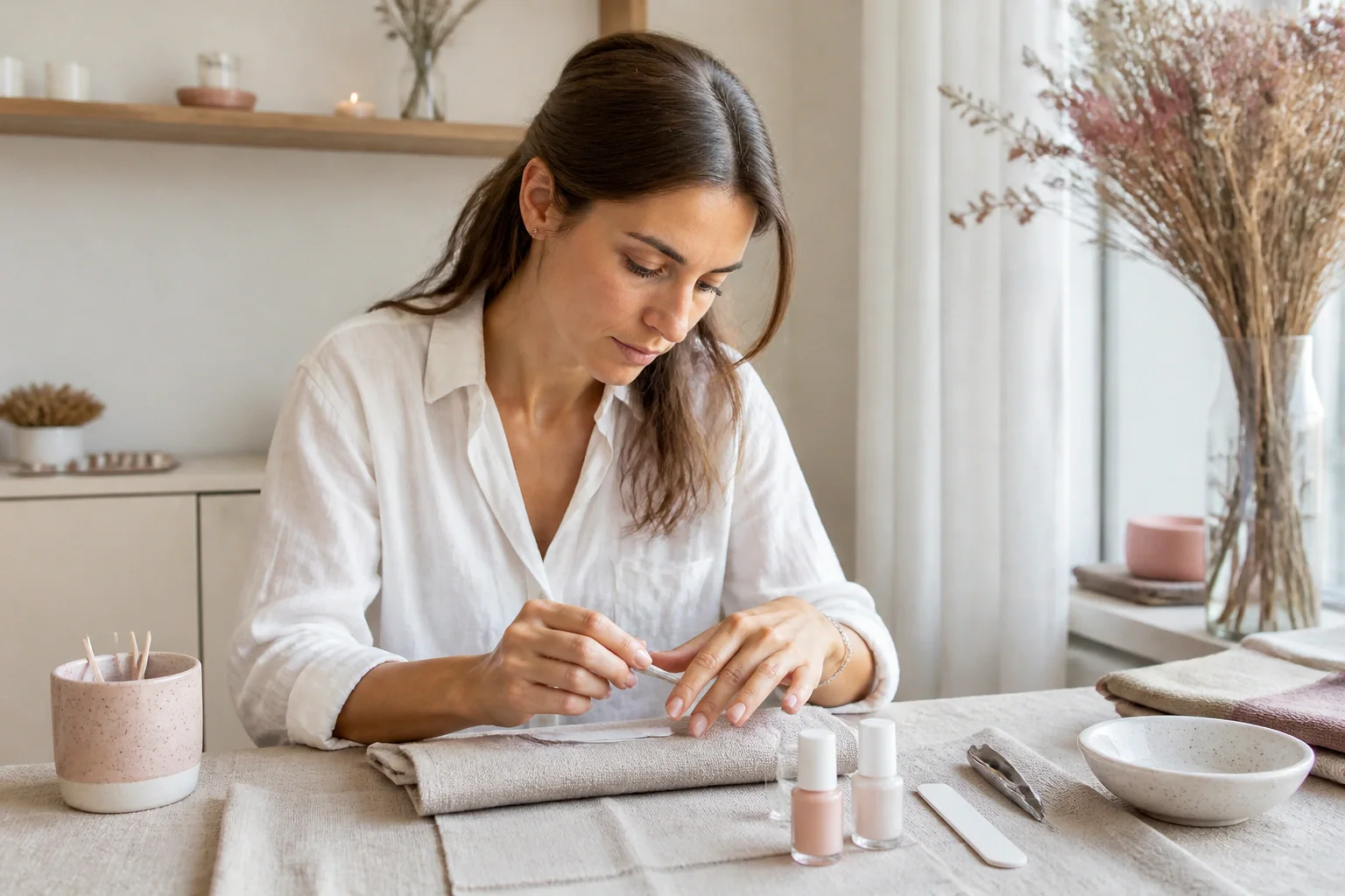 Préparation de soins esthétiques avant un mariage — illustration générée par IA
