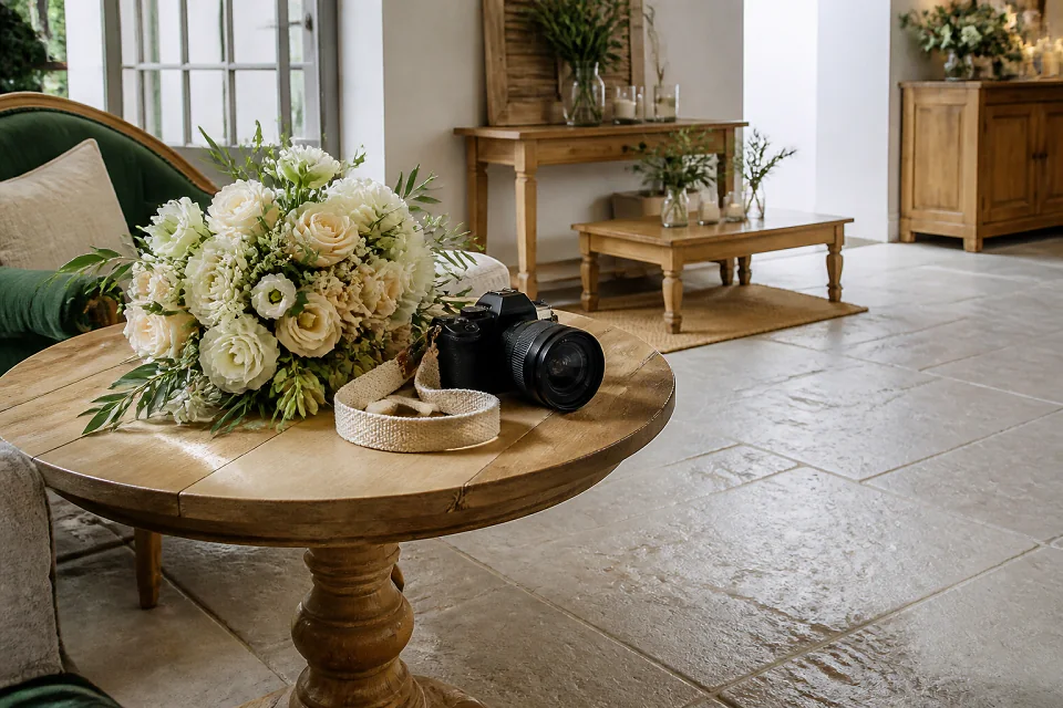 Appareil photo et accessoires de reportage de mariage — illustration générée par IA