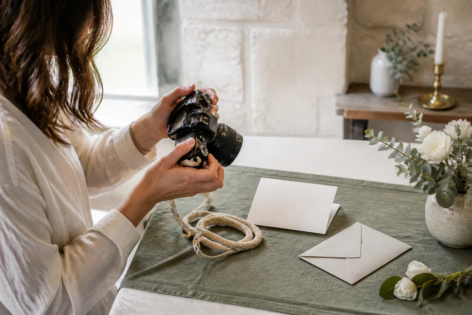 Appareil photo et accessoires de reportage de mariage — illustration générée par IA