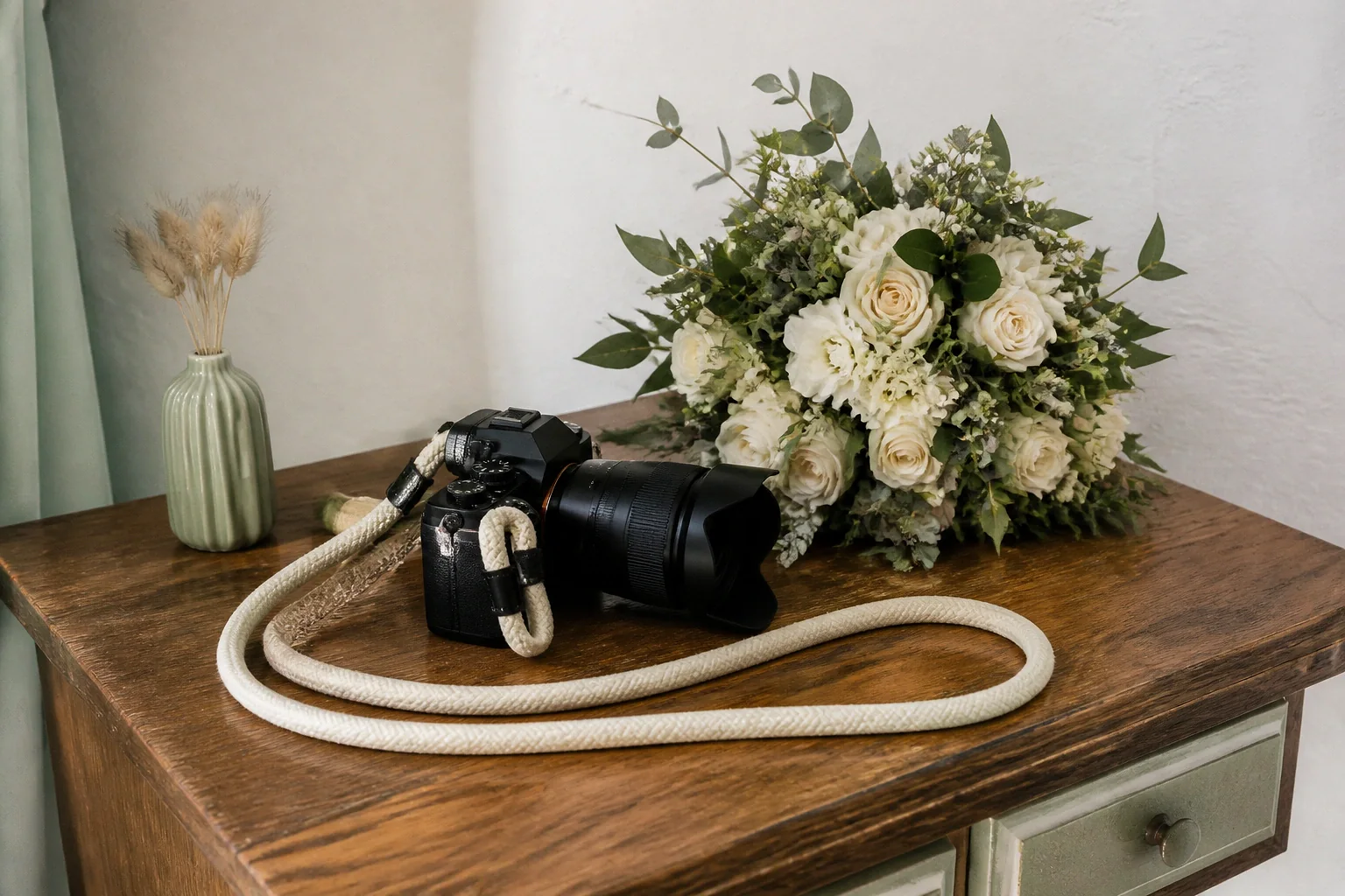 Appareil photo et accessoires de reportage de mariage — illustration générée par IA