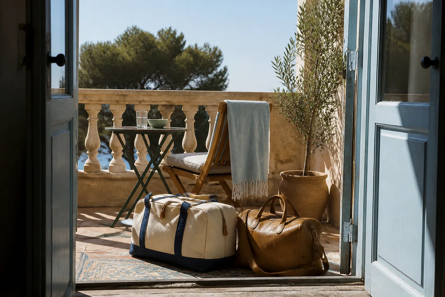 Bagages et hébergement pour un voyage de noces — illustration générée par IA