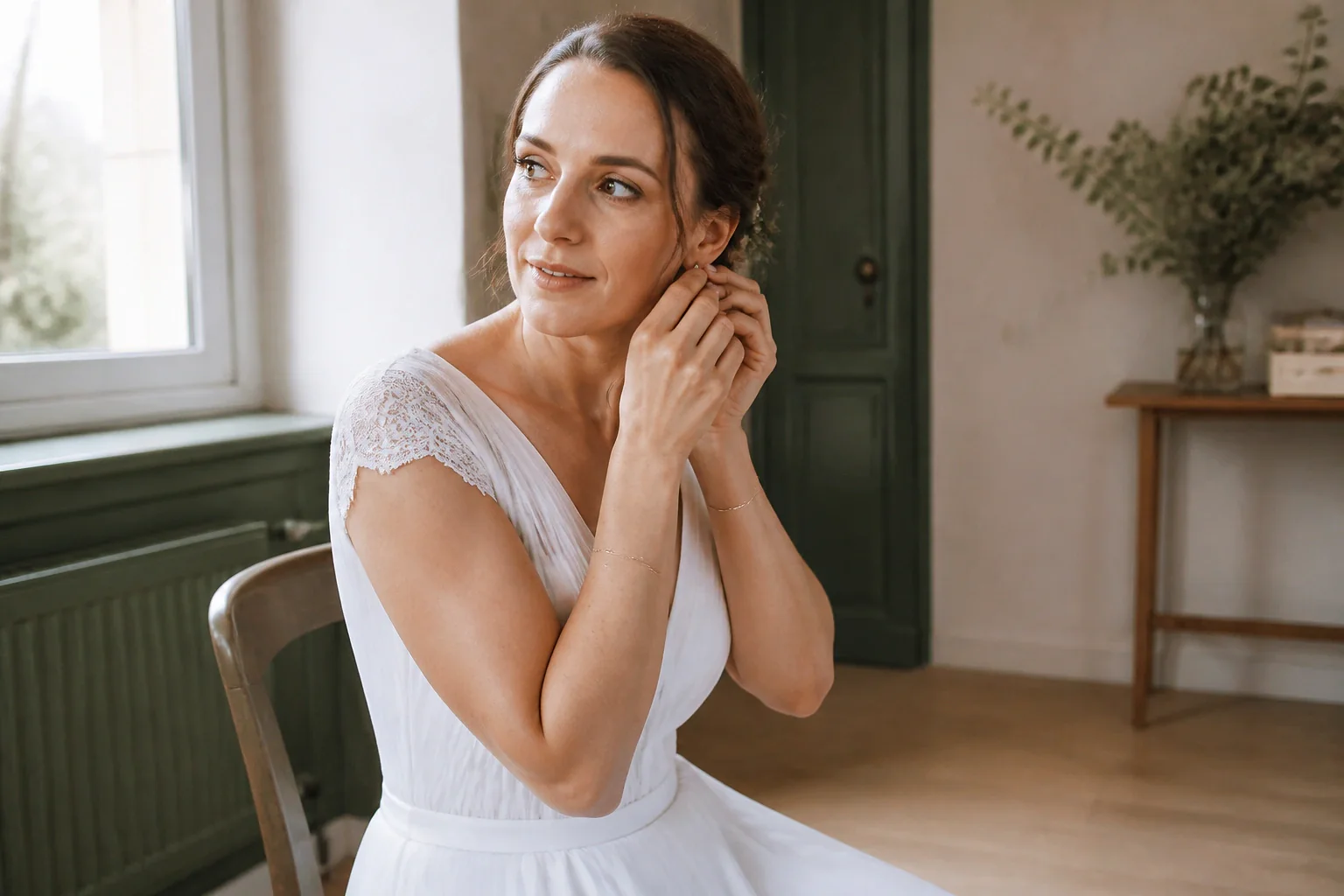Préparation d’un maquillage de mariage — illustration générée par IA