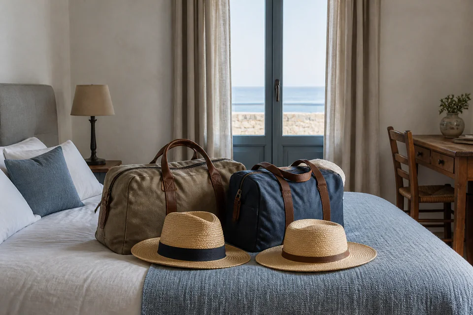 Bagages et hébergement pour un voyage de noces — illustration générée par IA