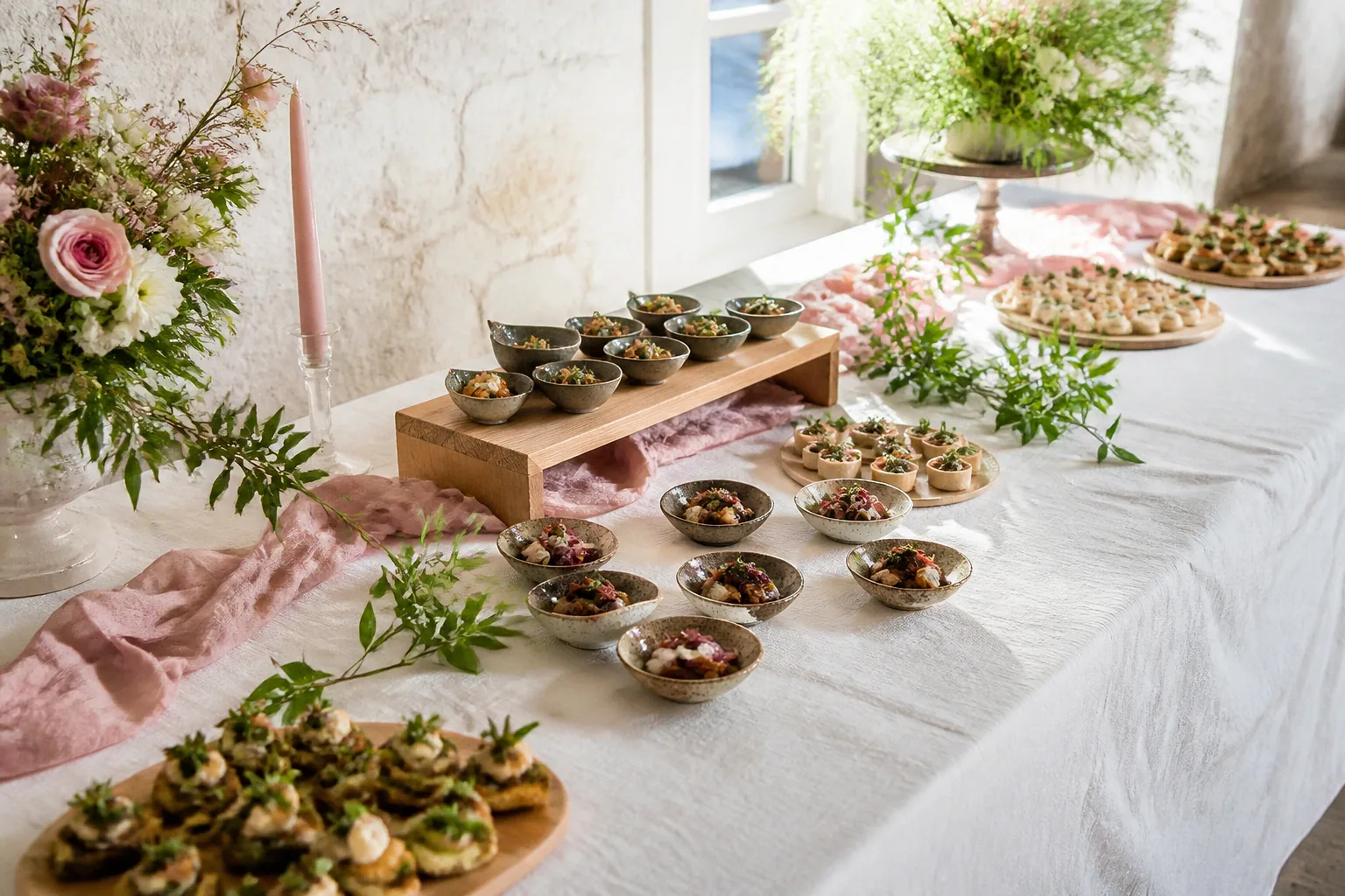 Préparations salées pour un cocktail de mariage — illustration générée par IA
