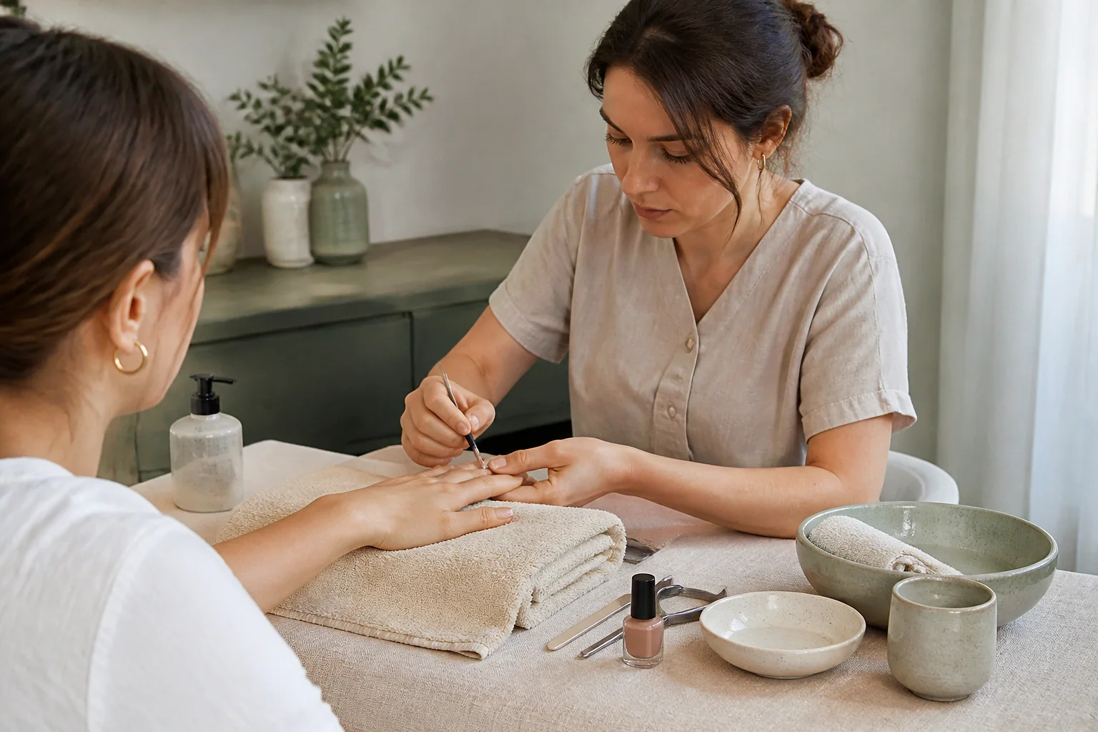 Préparation de soins esthétiques avant un mariage — illustration générée par IA