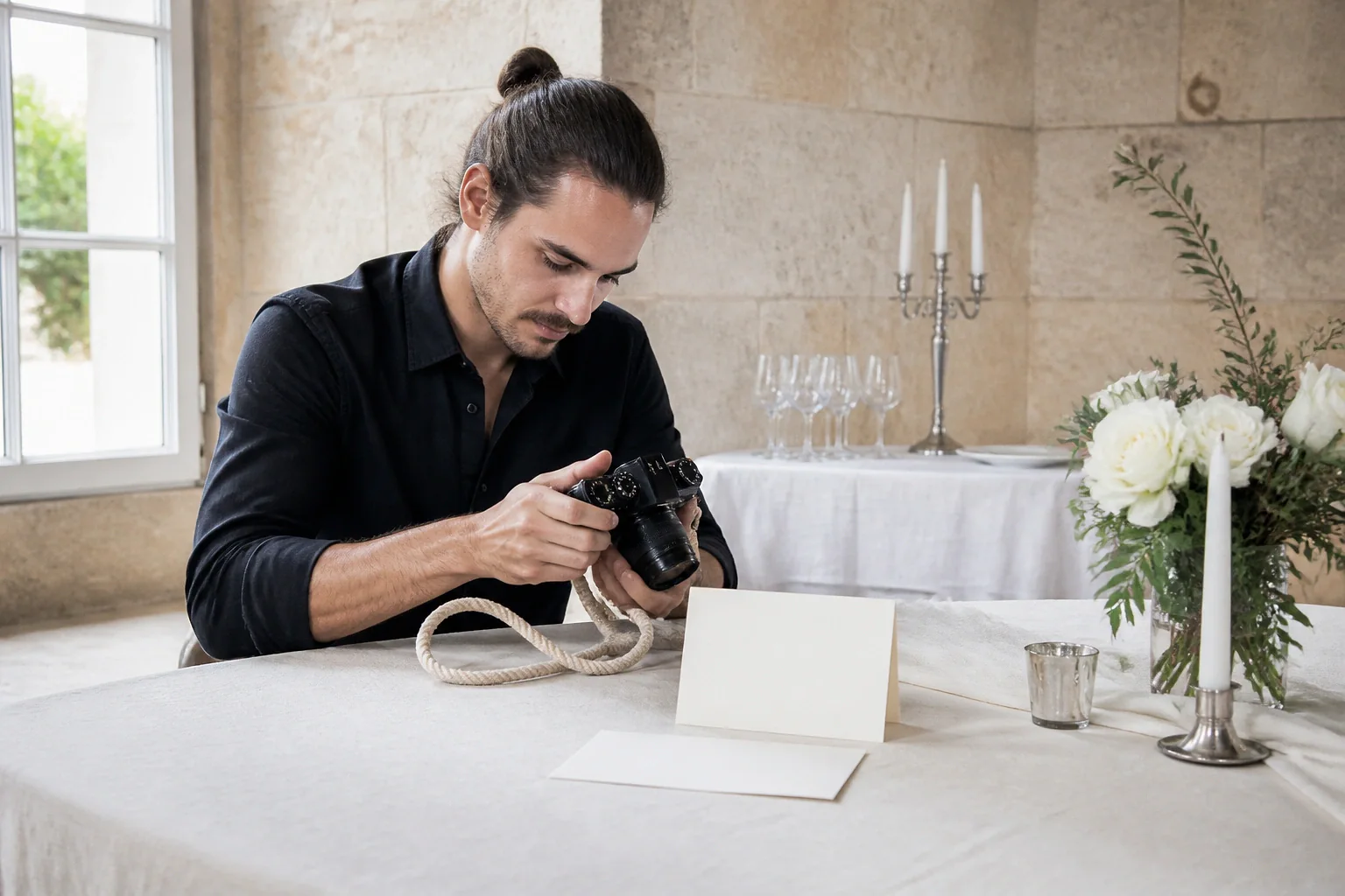 Appareil photo et accessoires de reportage de mariage — illustration générée par IA