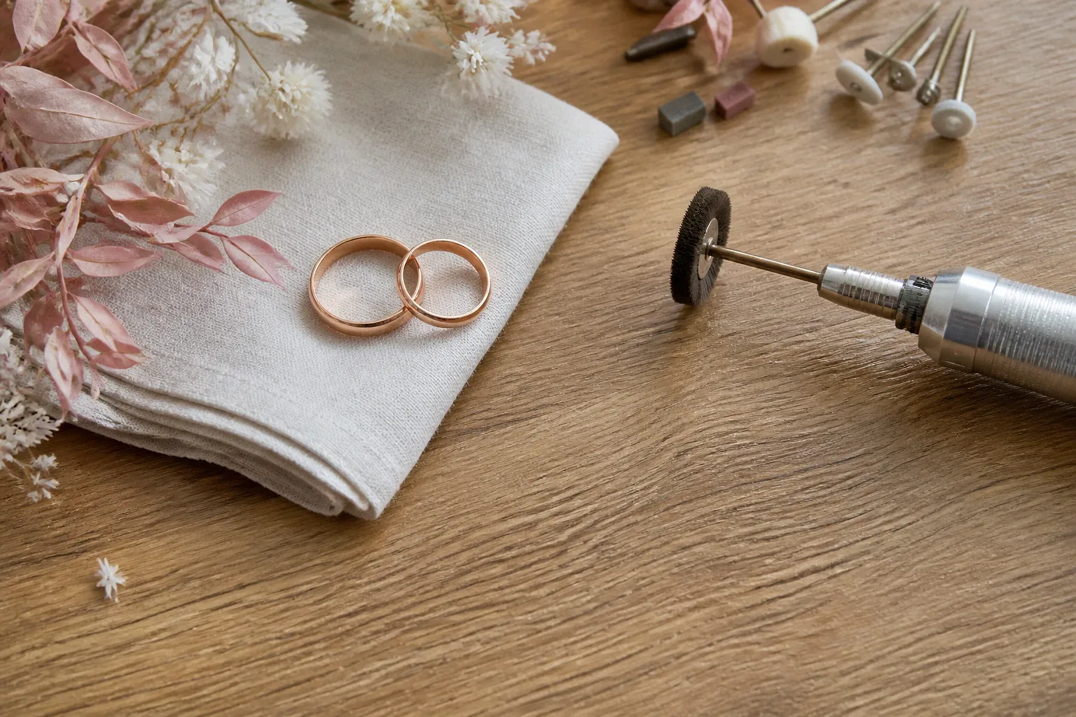 Alliances et travail de bijouterie de mariage — illustration générée par IA