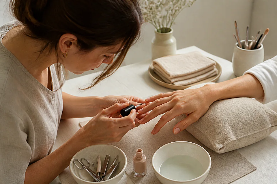 Préparation de soins esthétiques avant un mariage — illustration générée par IA