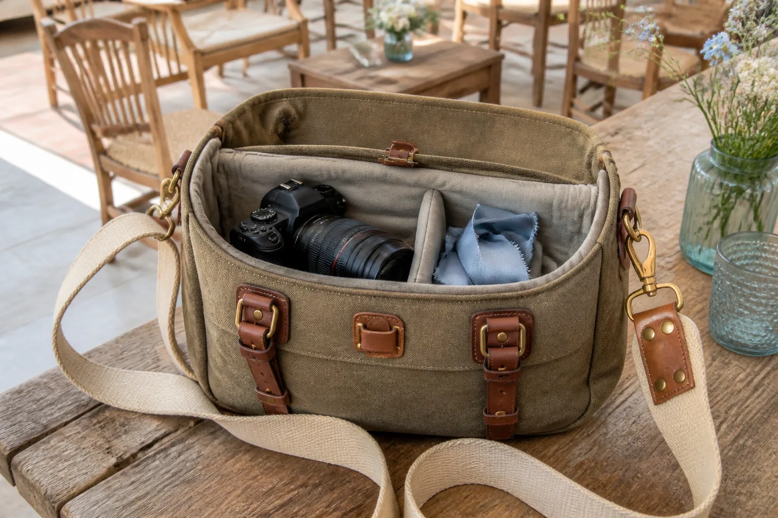 Appareil photo et accessoires de reportage de mariage — illustration générée par IA