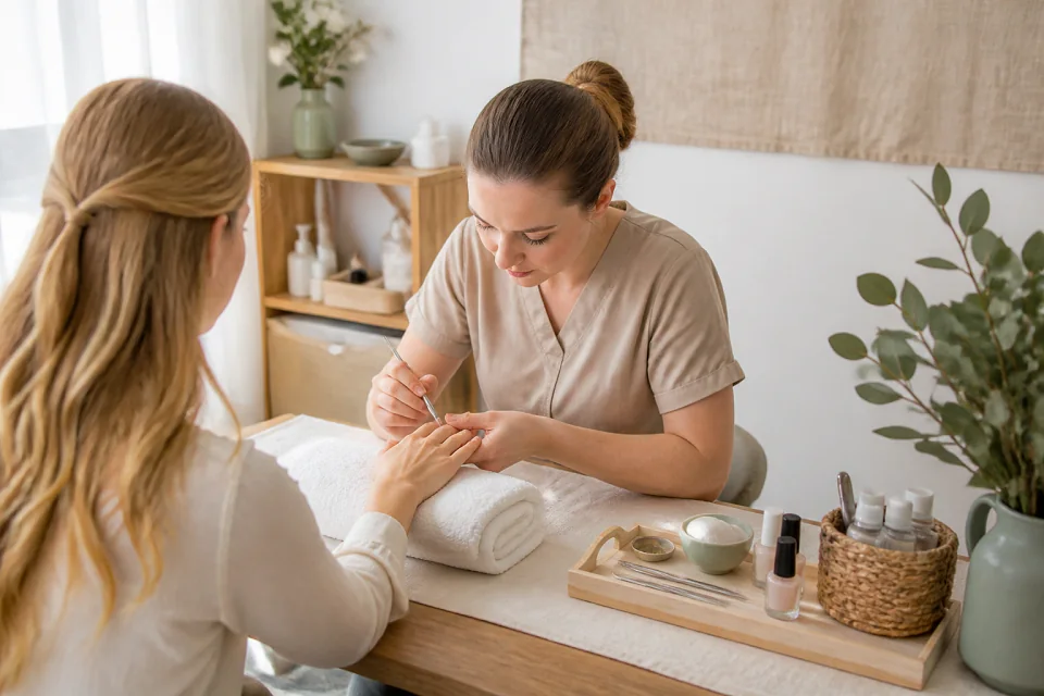 Préparation de soins esthétiques avant un mariage — illustration générée par IA