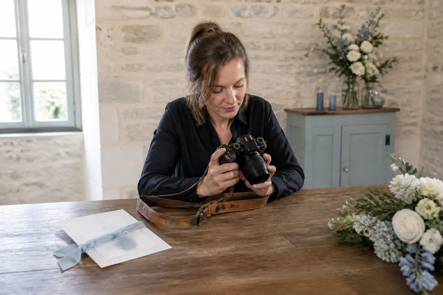 Appareil photo et accessoires de reportage de mariage — illustration générée par IA
