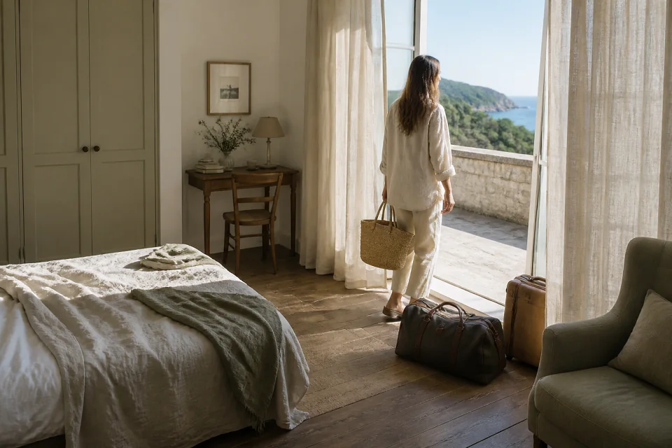 Bagages et hébergement pour un voyage de noces — illustration générée par IA