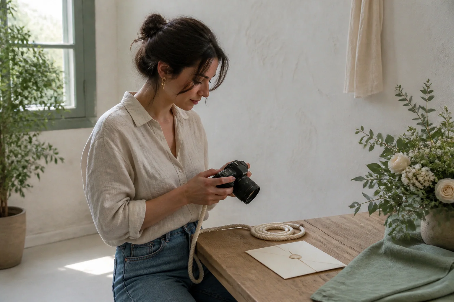 Appareil photo et accessoires de reportage de mariage — illustration générée par IA