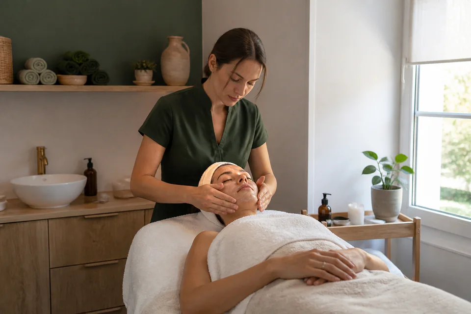 Préparation de soins esthétiques avant un mariage — illustration générée par IA