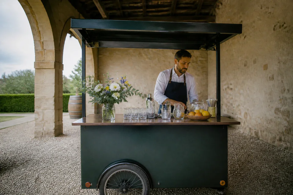 Service mobile de restauration pour une réception — illustration générée par IA