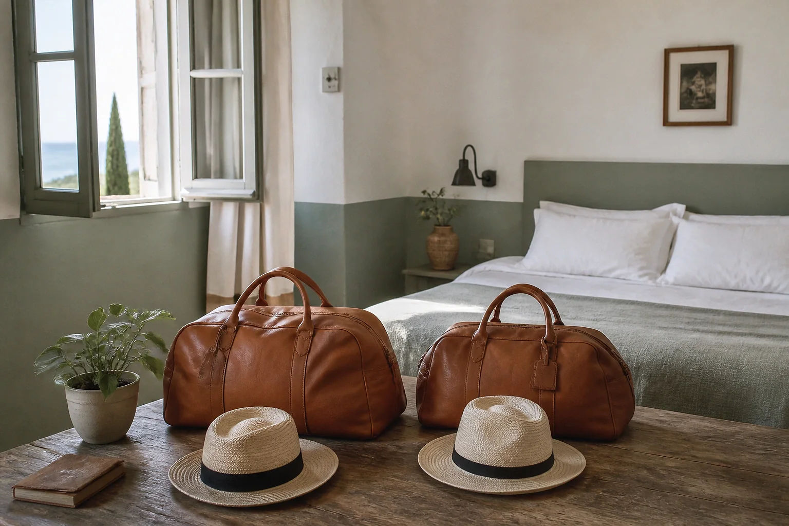 Bagages et hébergement pour un voyage de noces — illustration générée par IA