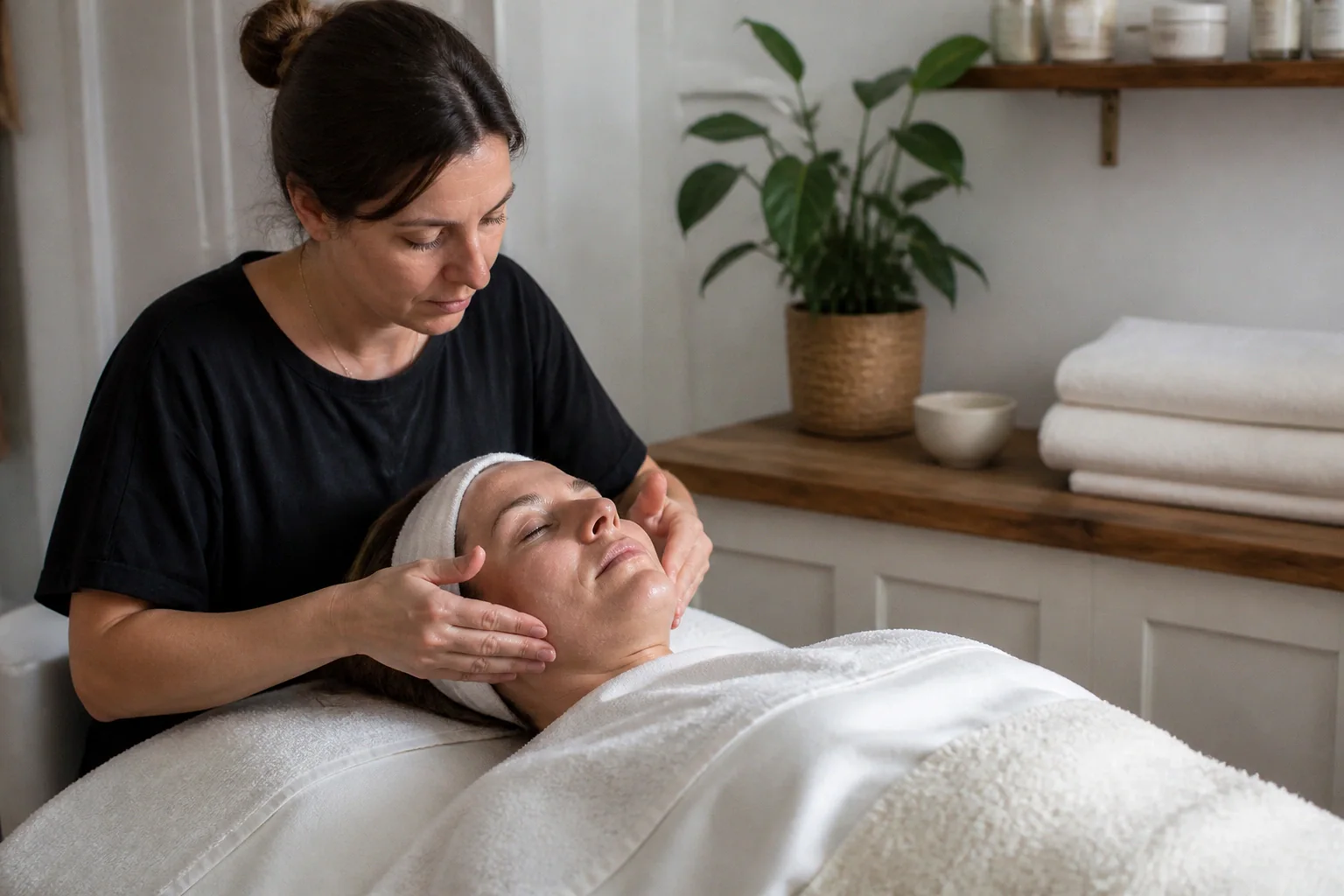 Préparation de soins esthétiques avant un mariage — illustration générée par IA