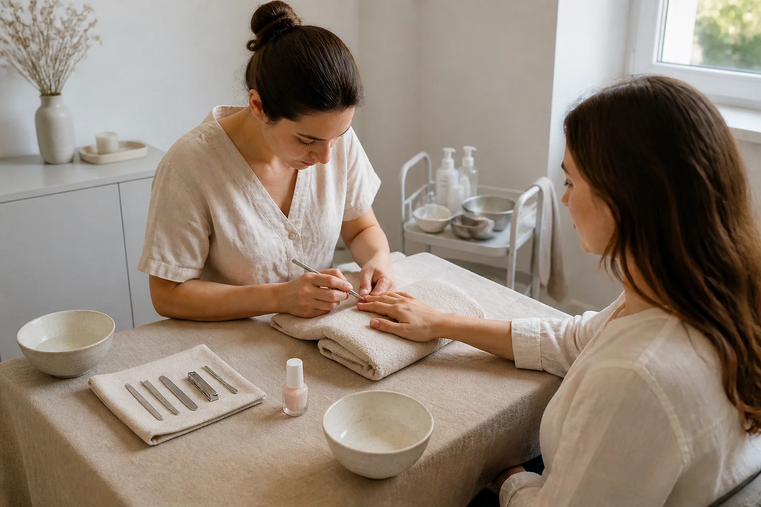 Préparation de soins esthétiques avant un mariage — illustration générée par IA