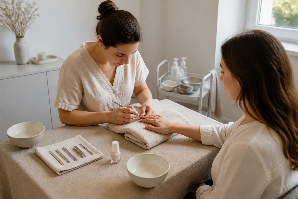 Préparation de soins esthétiques avant un mariage — illustration générée par IA