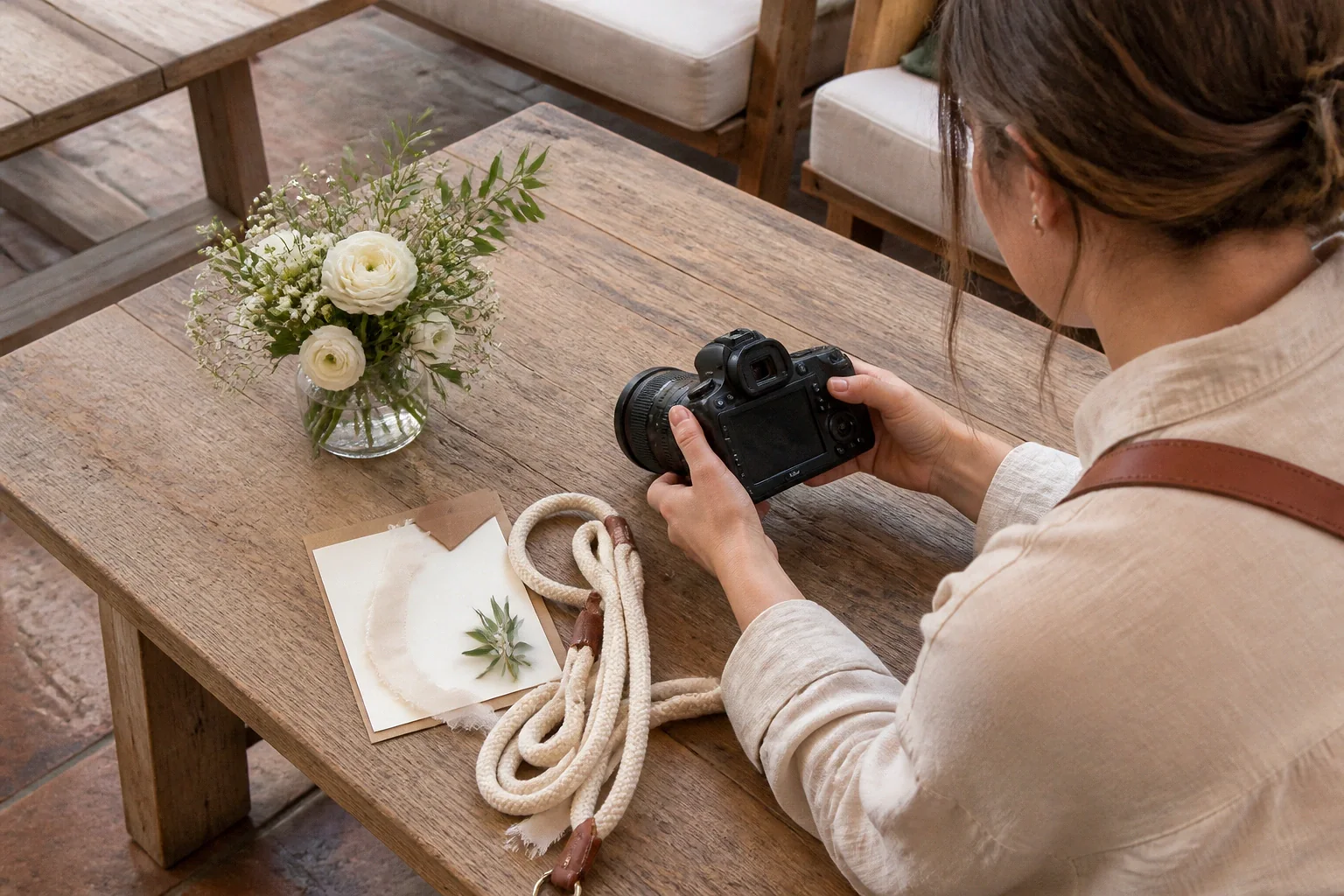 Appareil photo et accessoires de reportage de mariage — illustration générée par IA