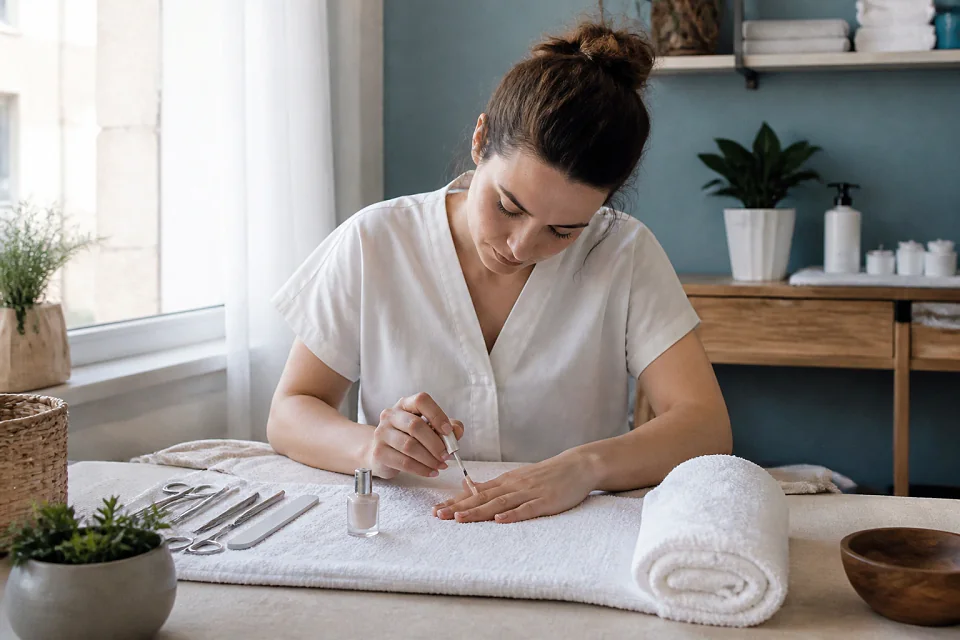 Préparation de soins esthétiques avant un mariage — illustration générée par IA