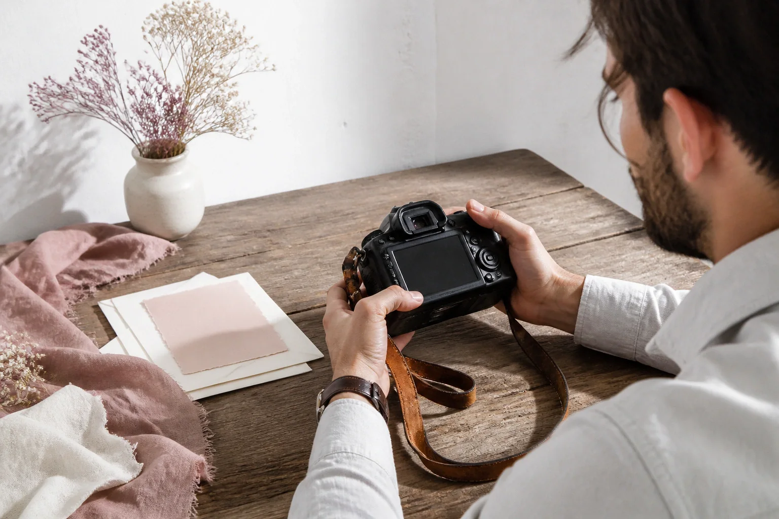 Appareil photo et accessoires de reportage de mariage — illustration générée par IA