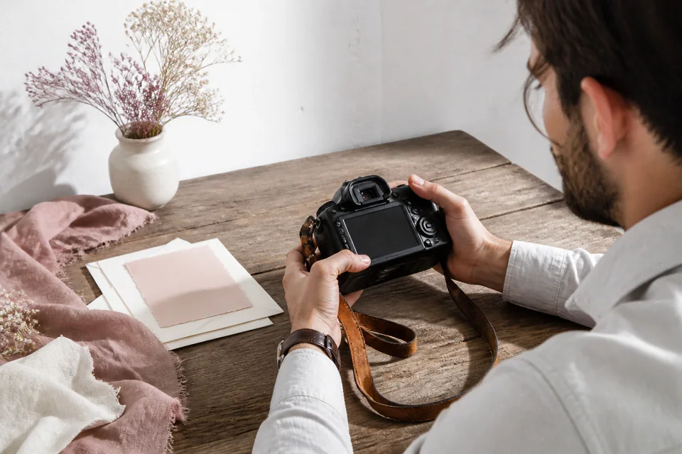 Appareil photo et accessoires de reportage de mariage — illustration générée par IA