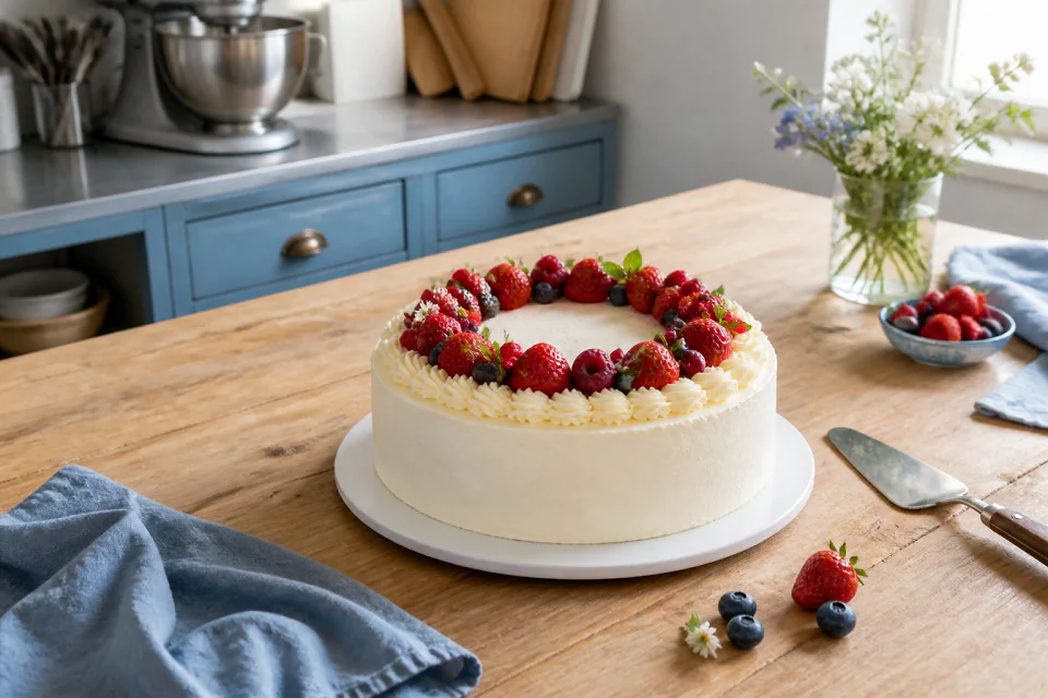 Gâteau de mariage préparé dans un atelier — illustration générée par IA