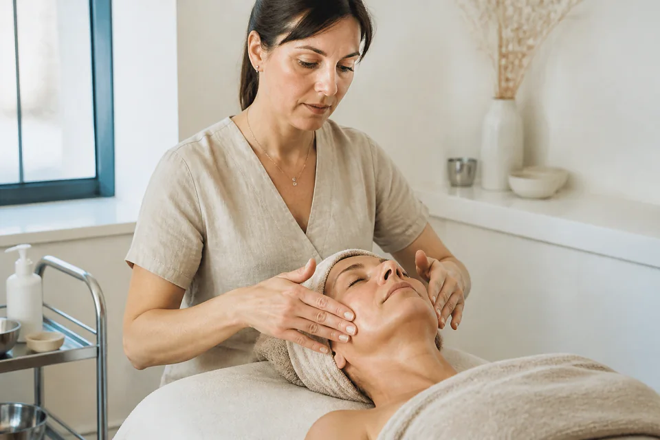 Préparation de soins esthétiques avant un mariage — illustration générée par IA