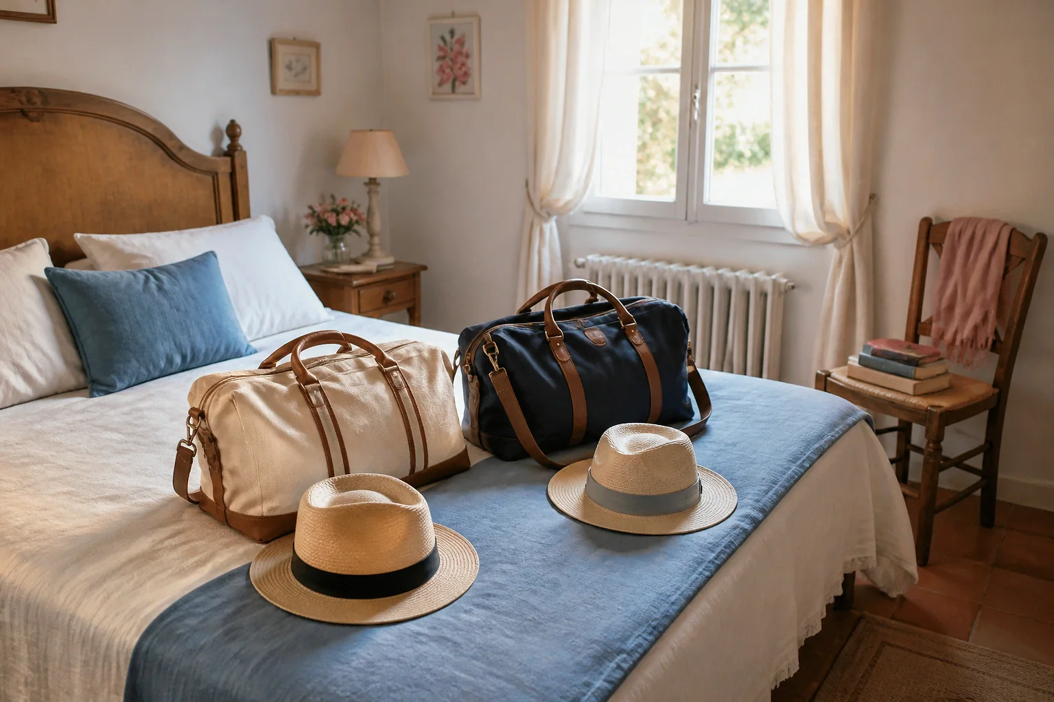 Bagages et hébergement pour un voyage de noces — illustration générée par IA